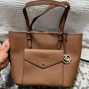 Michael Kors Black Jet Set Pocket Leather Tote Bag